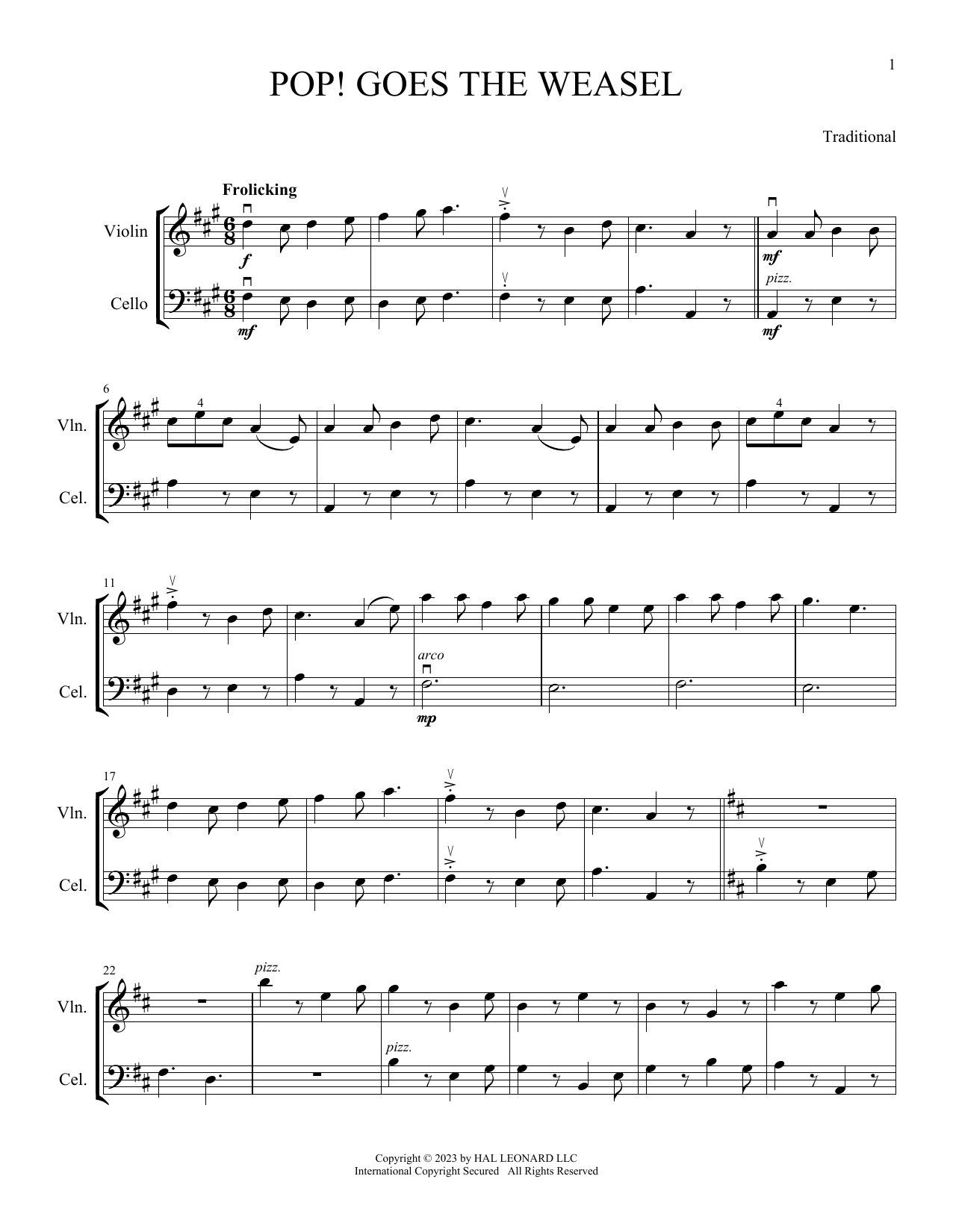 Traditional Pop Goes The Weasel (arr. Michelle Hynson) sheet music notes and chords. Download Printable PDF.