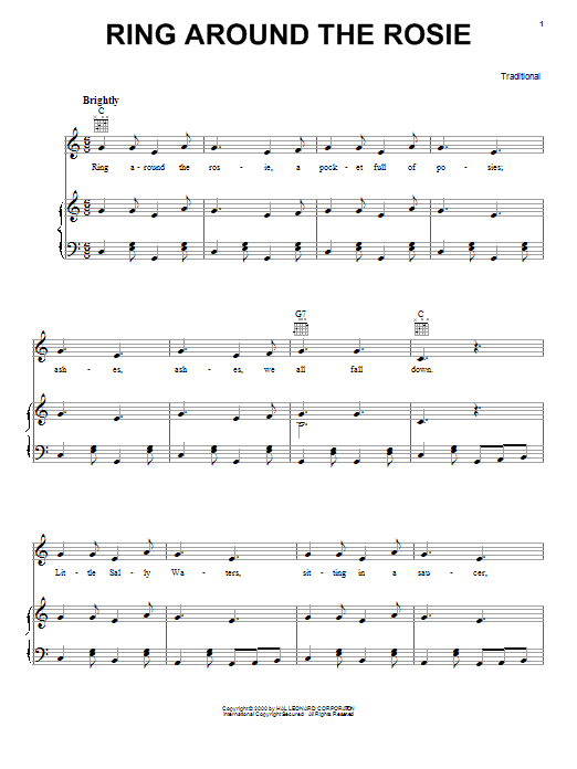 Traditional Ring Around The Rosie sheet music notes and chords. Download Printable PDF.