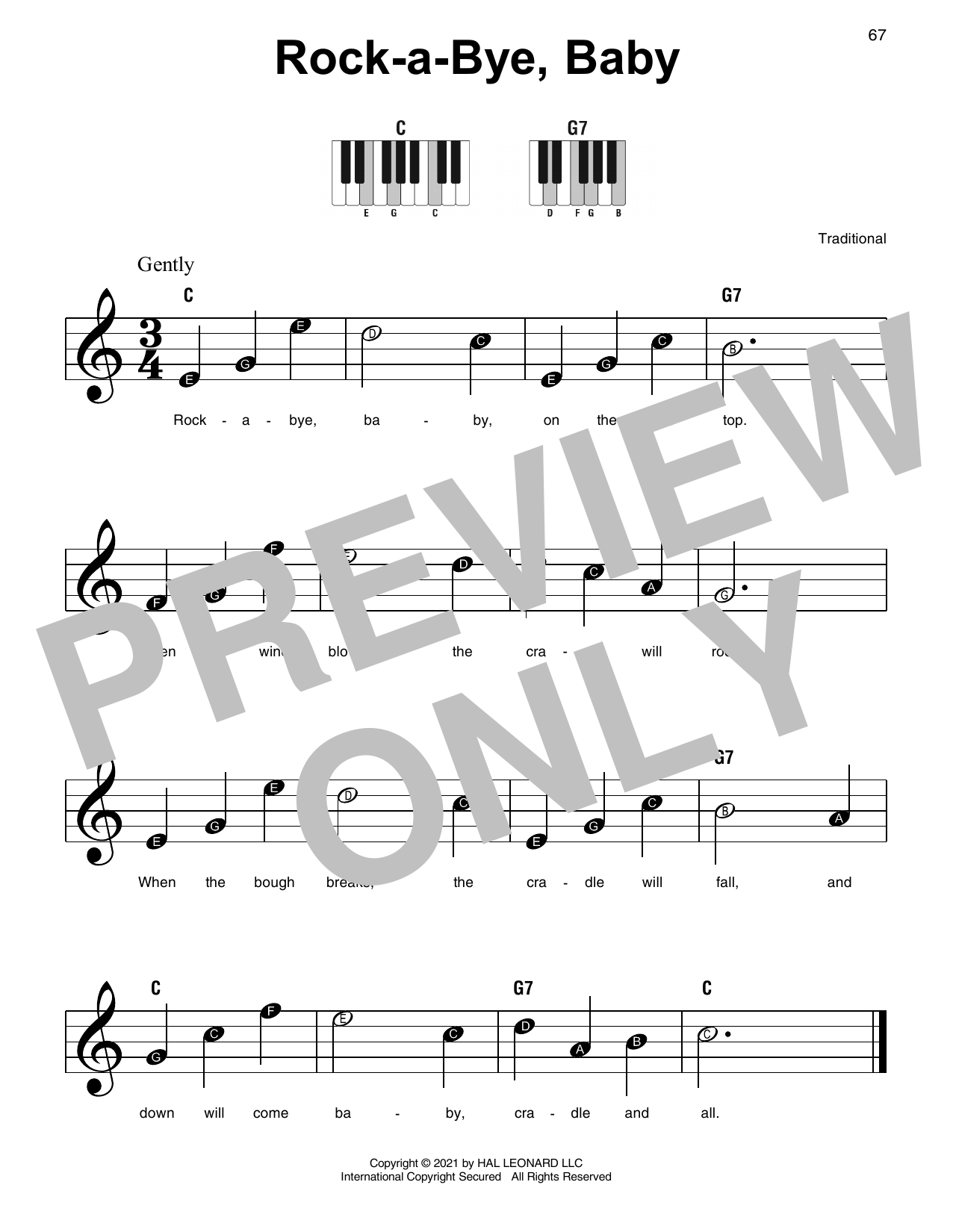 Traditional Rock-A-Bye, Baby sheet music notes and chords. Download Printable PDF.