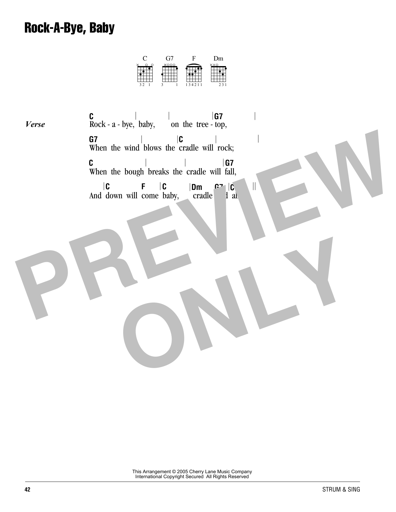 Traditional Rock-A-Bye, Baby sheet music notes and chords. Download Printable PDF.