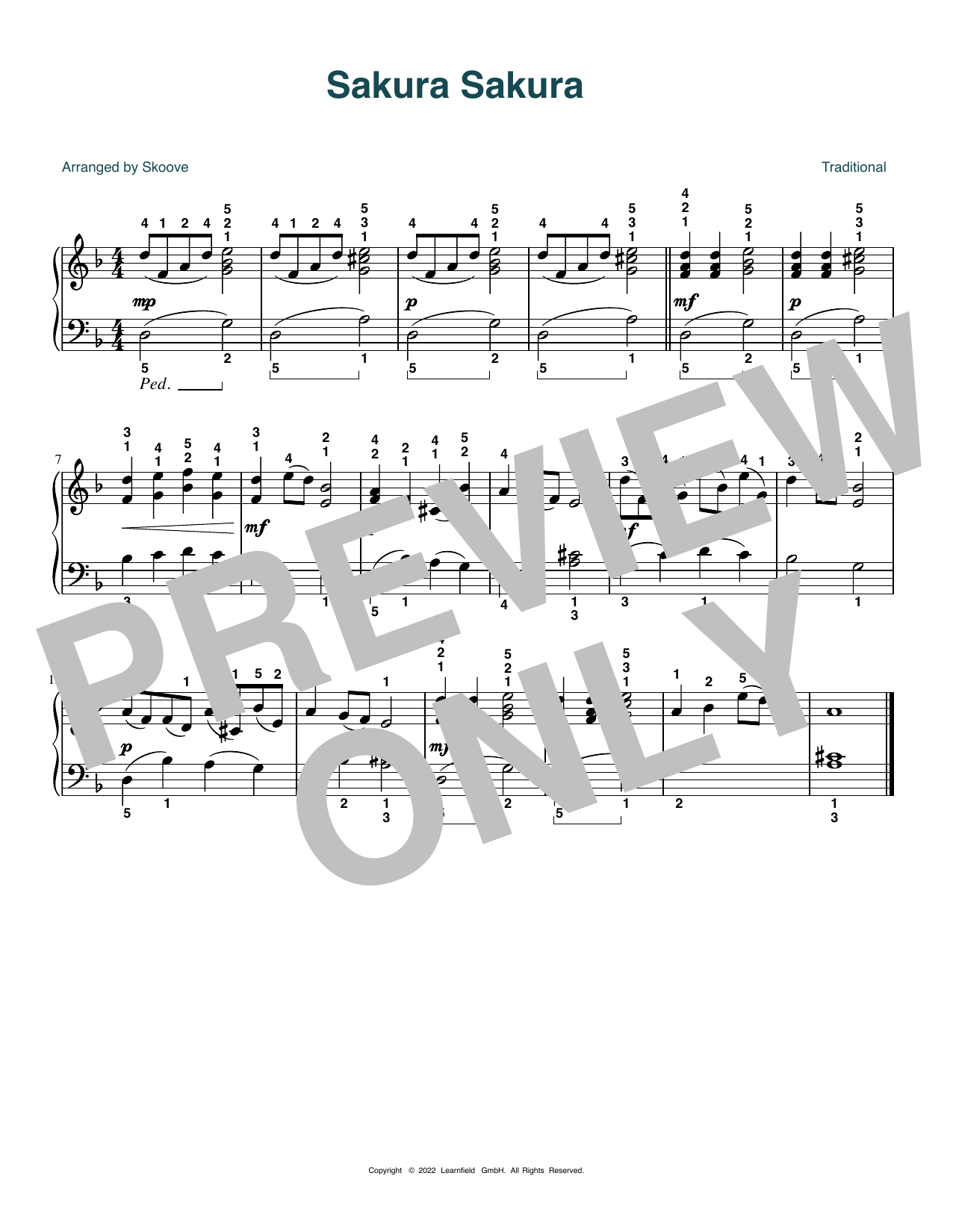 Learn to play Traditional Sakura Sakura (arr. Skoove) sheet music for Piano Solo in minutes. Price: 6.9900$ Traditional Sakura Sakura (arr. Skoove) sheet music notes and chords arranged for Piano Solo