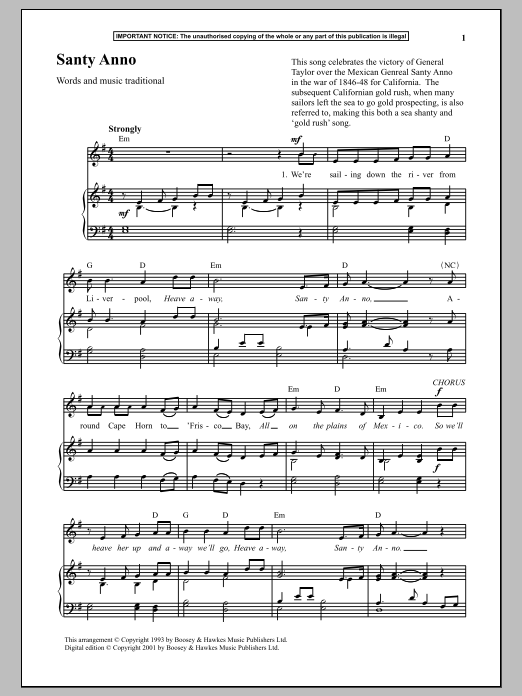 Traditional Santy Anno sheet music notes and chords. Download Printable PDF.