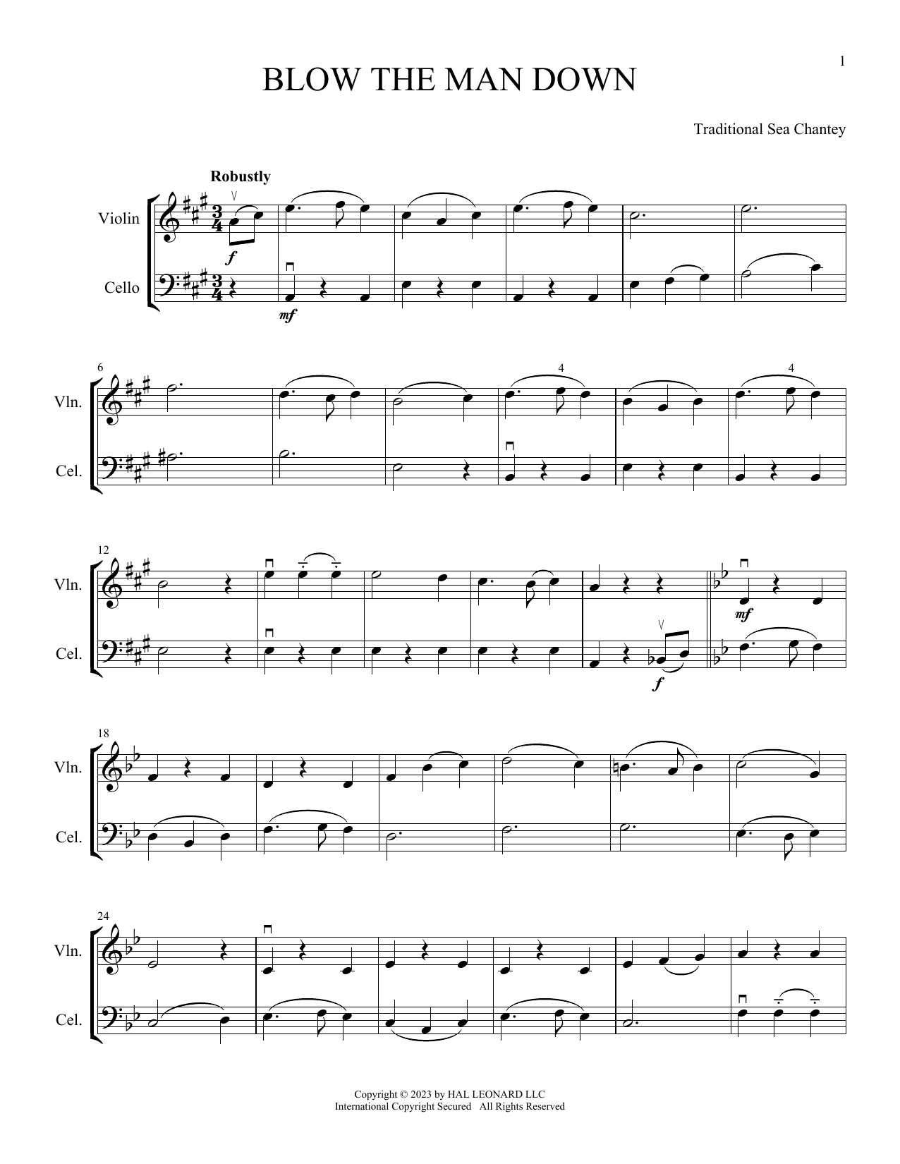 Traditional Sea Chantey Blow The Man Down (arr. Michelle Hynson) sheet music notes and chords. Download Printable PDF.