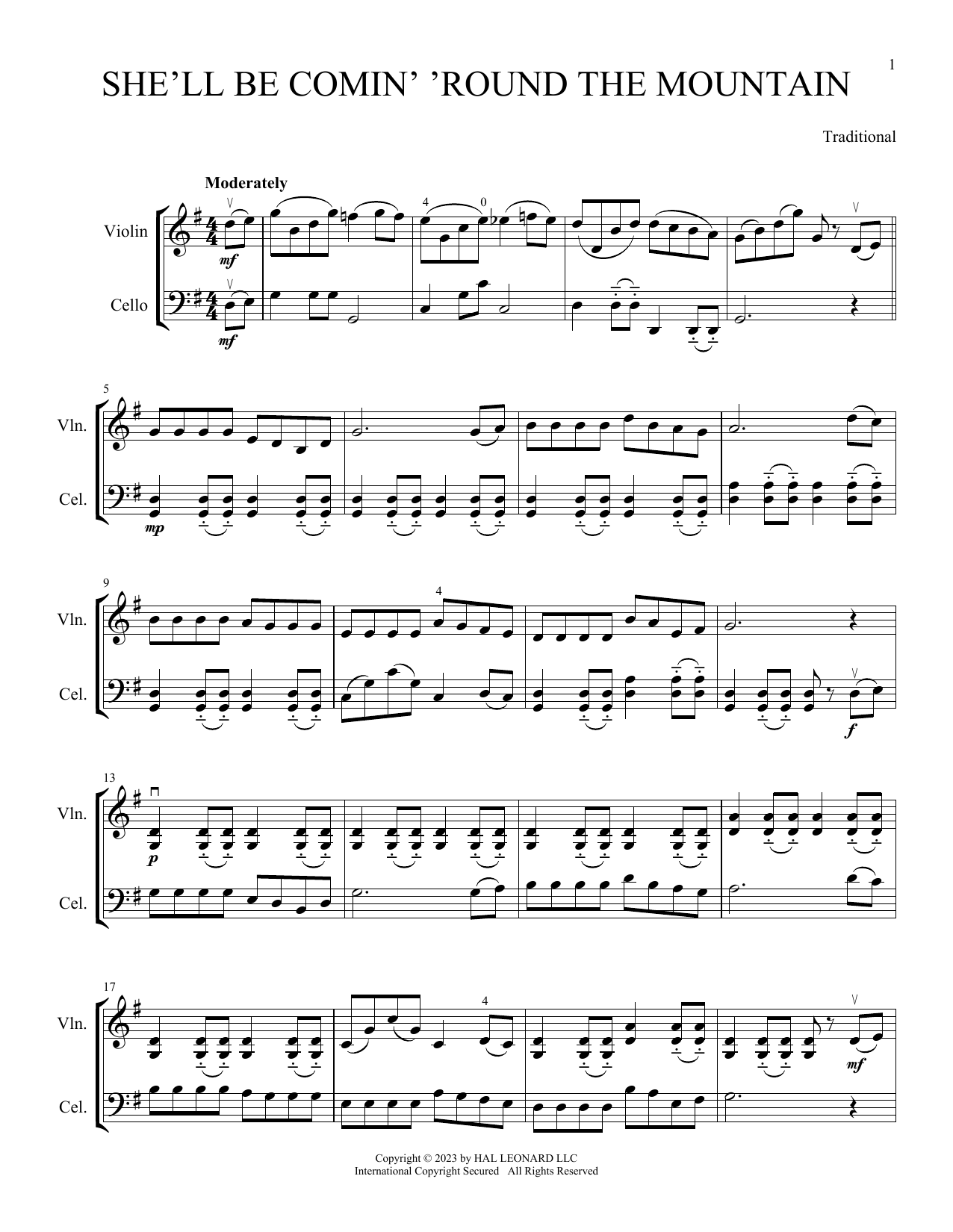 Traditional She'll Be Comin' 'Round The Mountain (arr. Michelle Hynson) sheet music notes and chords. Download Printable PDF.