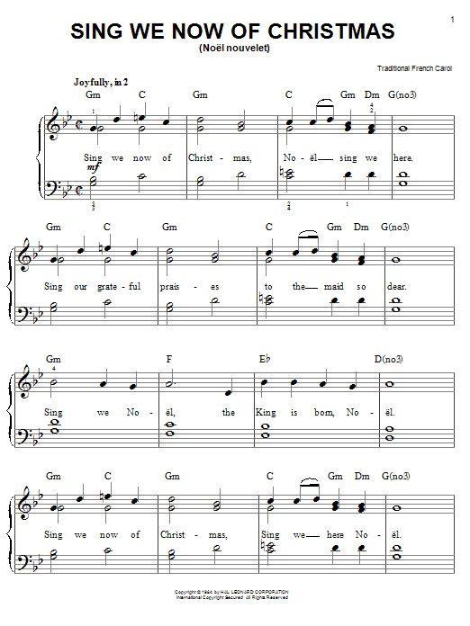 Traditional Carol Sing We Now Of Christmas sheet music notes and chords. Download Printable PDF.