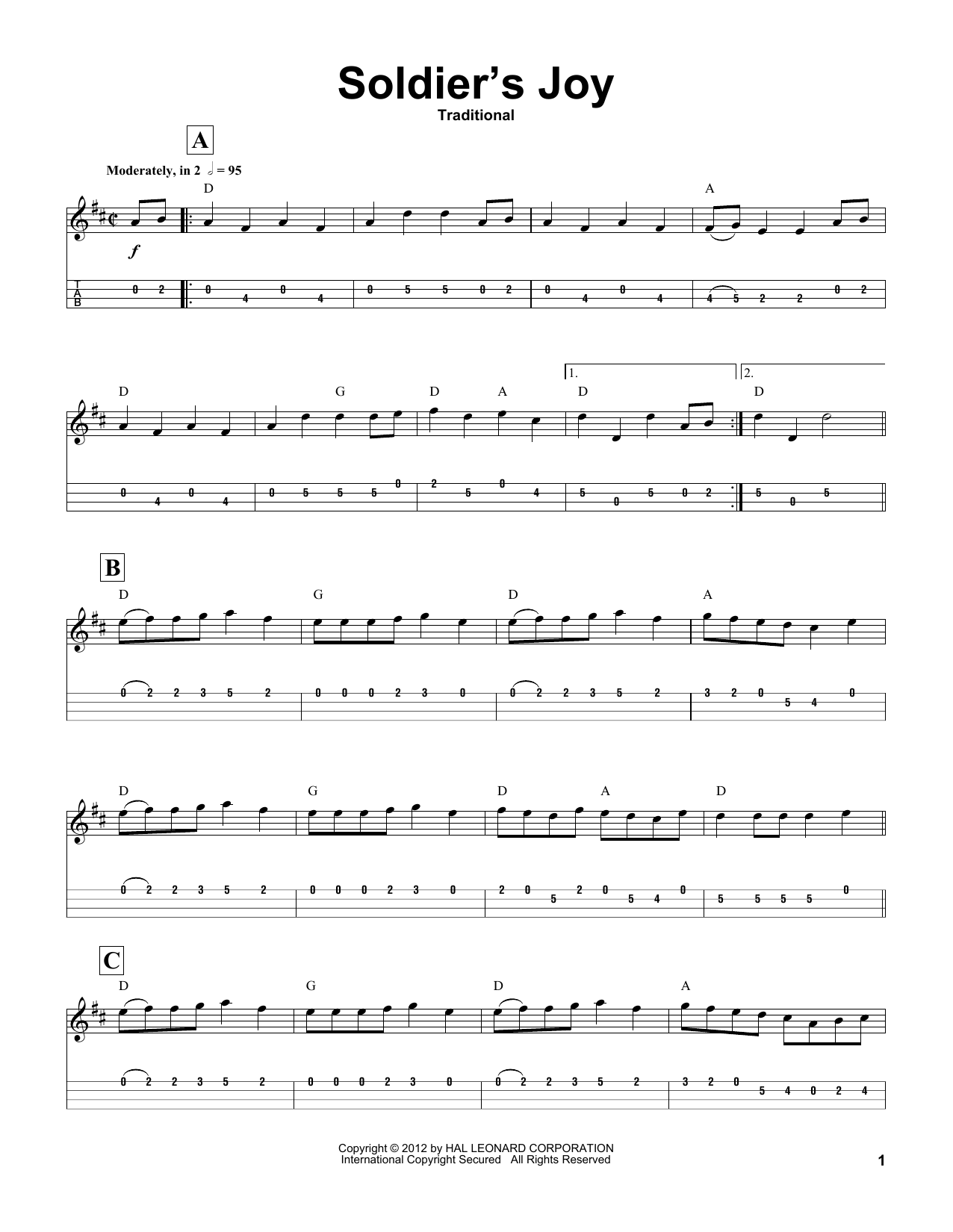 Traditional Soldier's Joy sheet music notes and chords. Download Printable PDF.