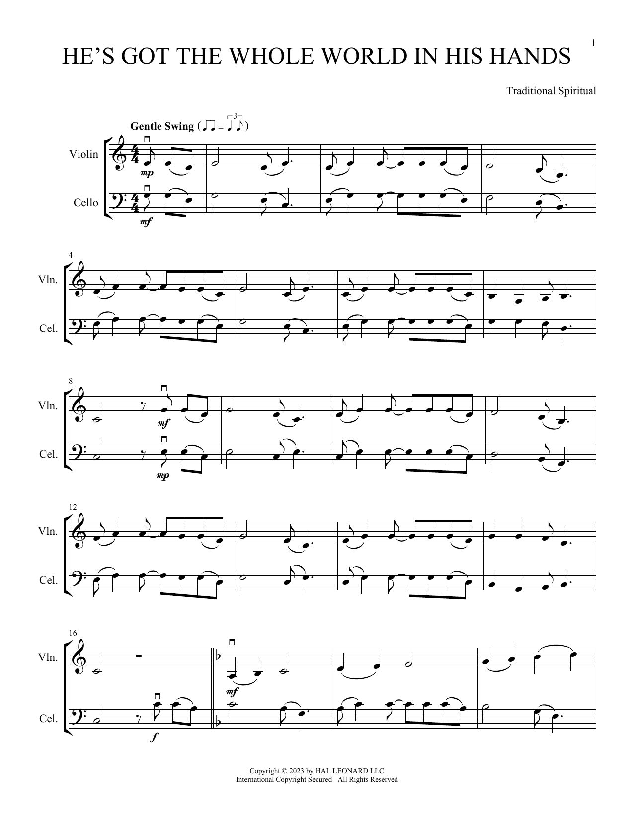 Traditional Spiritual He's Got The Whole World In His Hands (arr. Michelle Hynson) sheet music notes and chords. Download Printable PDF.