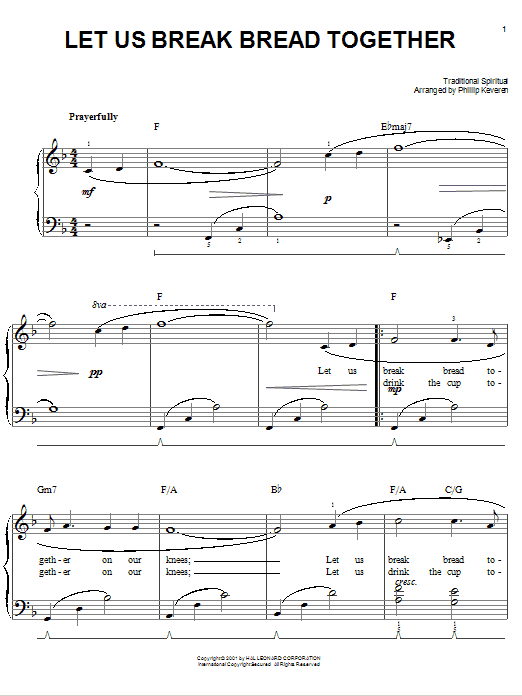 African-American Spiritual Let Us Break Bread Together sheet music notes and chords. Download Printable PDF.