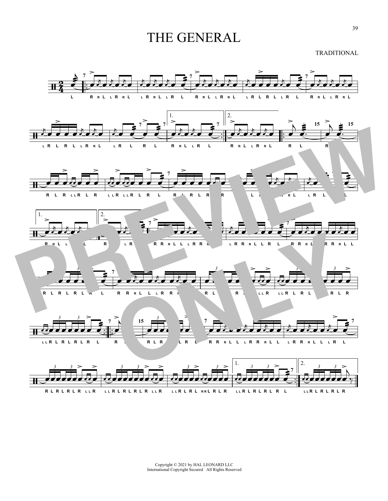 Traditional The General sheet music notes and chords. Download Printable PDF.