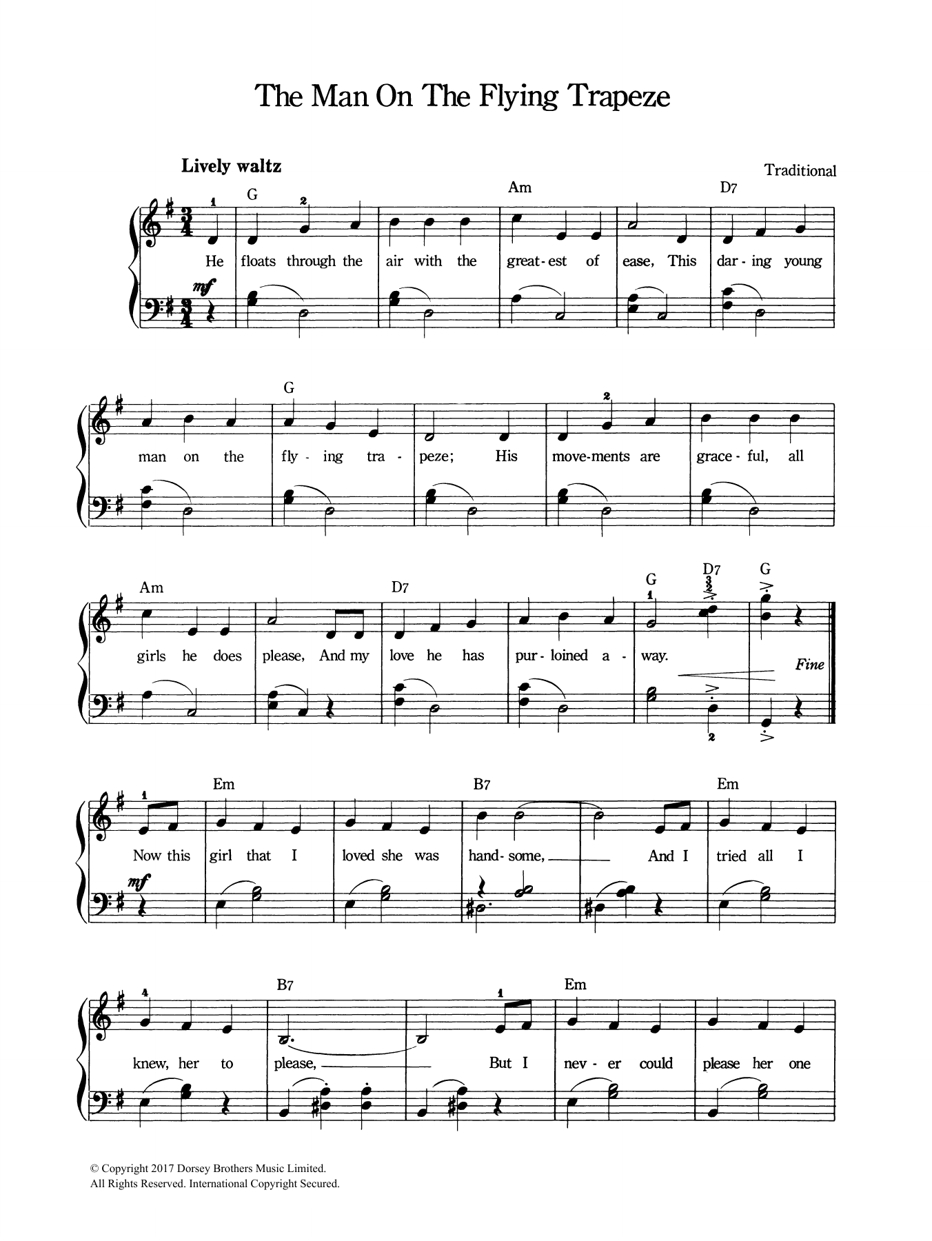 Learn to play Traditional The Man On The Flying Trapeze sheet music for Piano & Vocal in minutes. Traditional The Man On The Flying Trapeze sheet music notes and chords