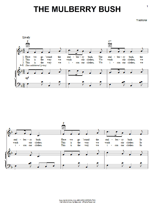 Traditional The Mulberry Bush sheet music notes and chords. Download Printable PDF.