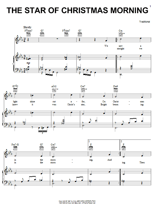Traditional The Star Of Christmas Morning sheet music notes and chords arranged for Easy Lead Sheet / Fake Book