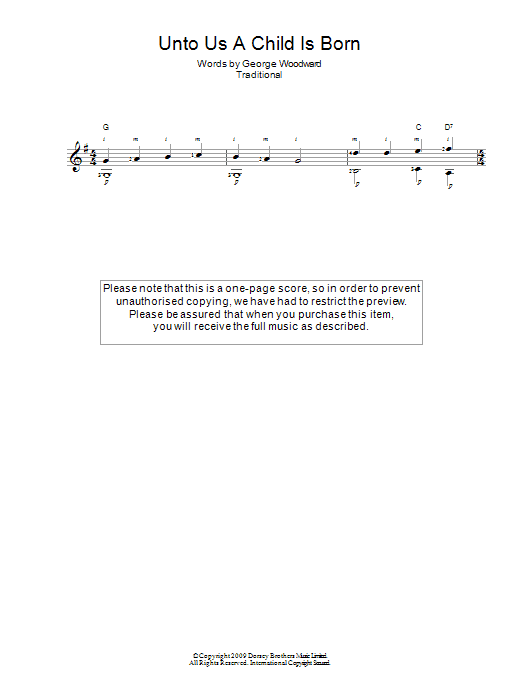 Unto us a boy is born sheet music by traditional easy guitar