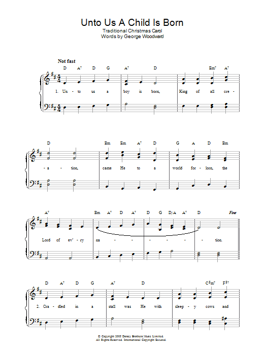 Christmas Carol Unto Us A Boy Is Born sheet music notes and chords. Download Printable PDF.