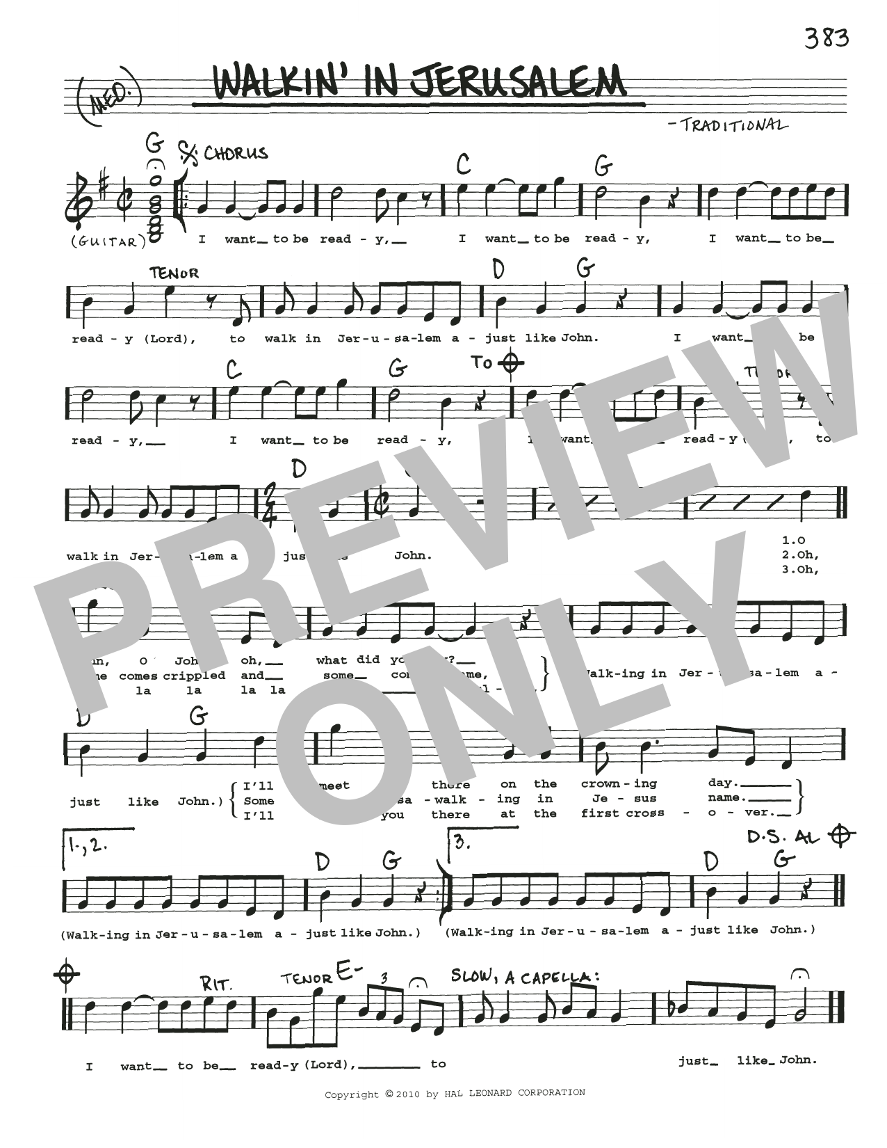 Traditional Walkin' In Jerusalem sheet music notes and chords. Download Printable PDF.