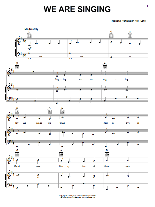 Traditional We Are Singing sheet music notes and chords. Download Printable PDF.