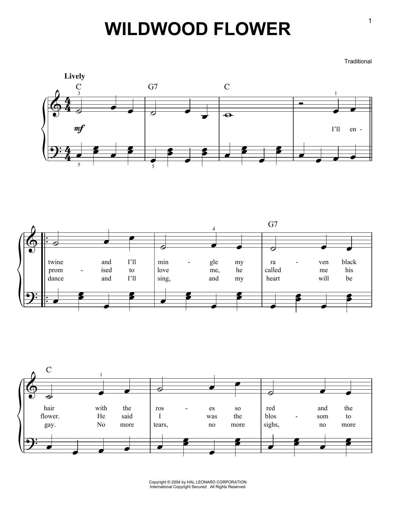 Traditional Wildwood Flower sheet music notes and chords. Download Printable PDF.