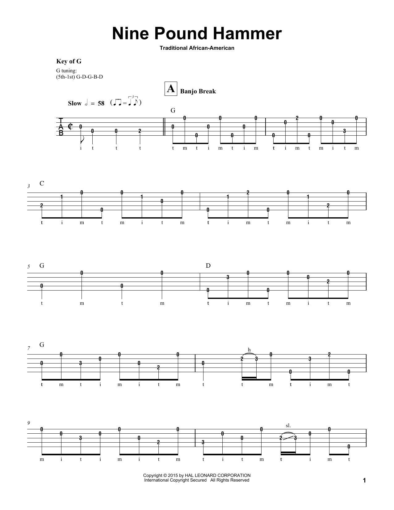 Merle Travis Nine Pound Hammer sheet music notes and chords. Download Printable PDF.