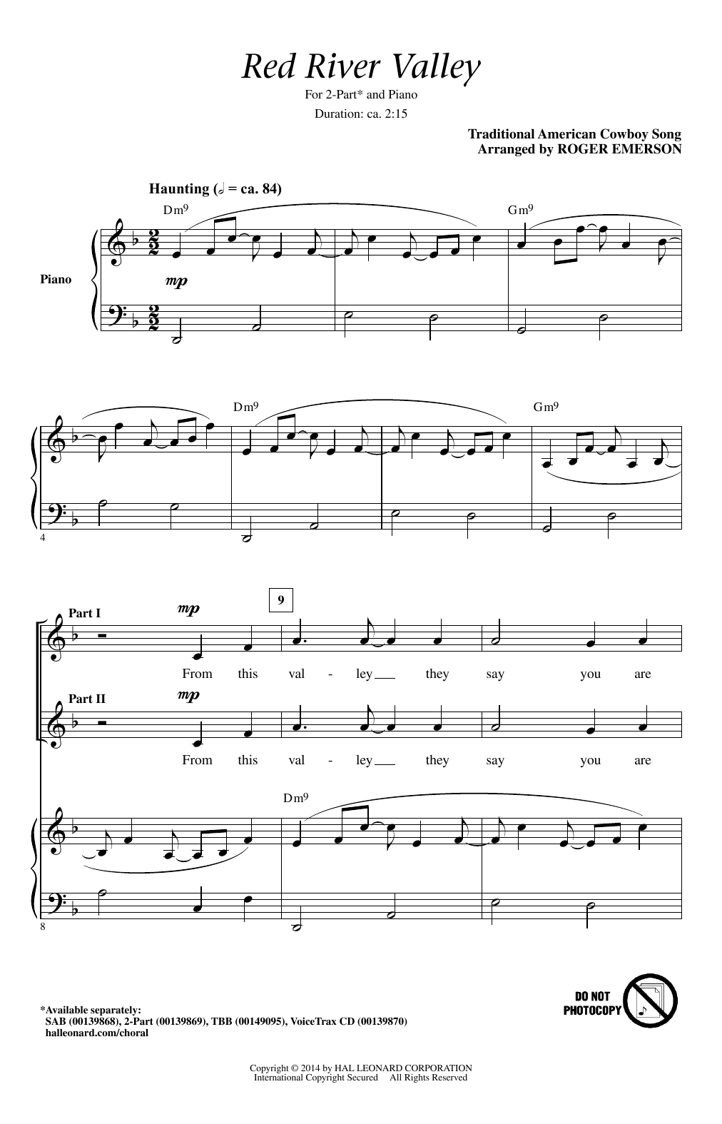 Learn to play Roger Emerson The Red River Valley sheet music for 2-Part Choir in minutes. Price: 3.9900$ Roger Emerson The Red River Valley sheet music notes and chords arranged for 2-Part Choir