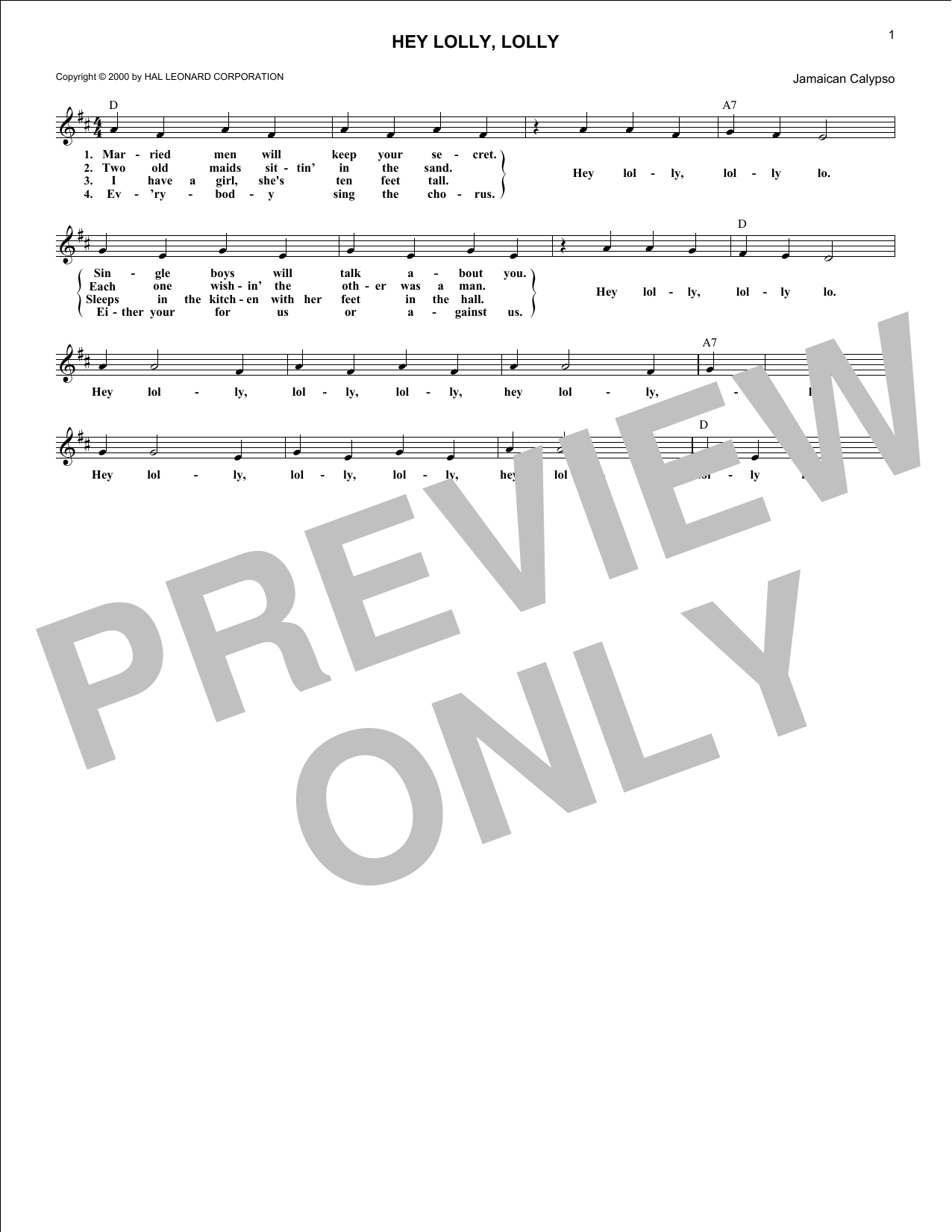Learn to play Traditional Calypso Song Hey Lolly, Lolly sheet music for Lead Sheet / Fake Book in minutes. Price: 5.9900$ Traditional Calypso Song Hey Lolly, Lolly sheet music notes and chords arranged for Lead Sheet / Fake Book