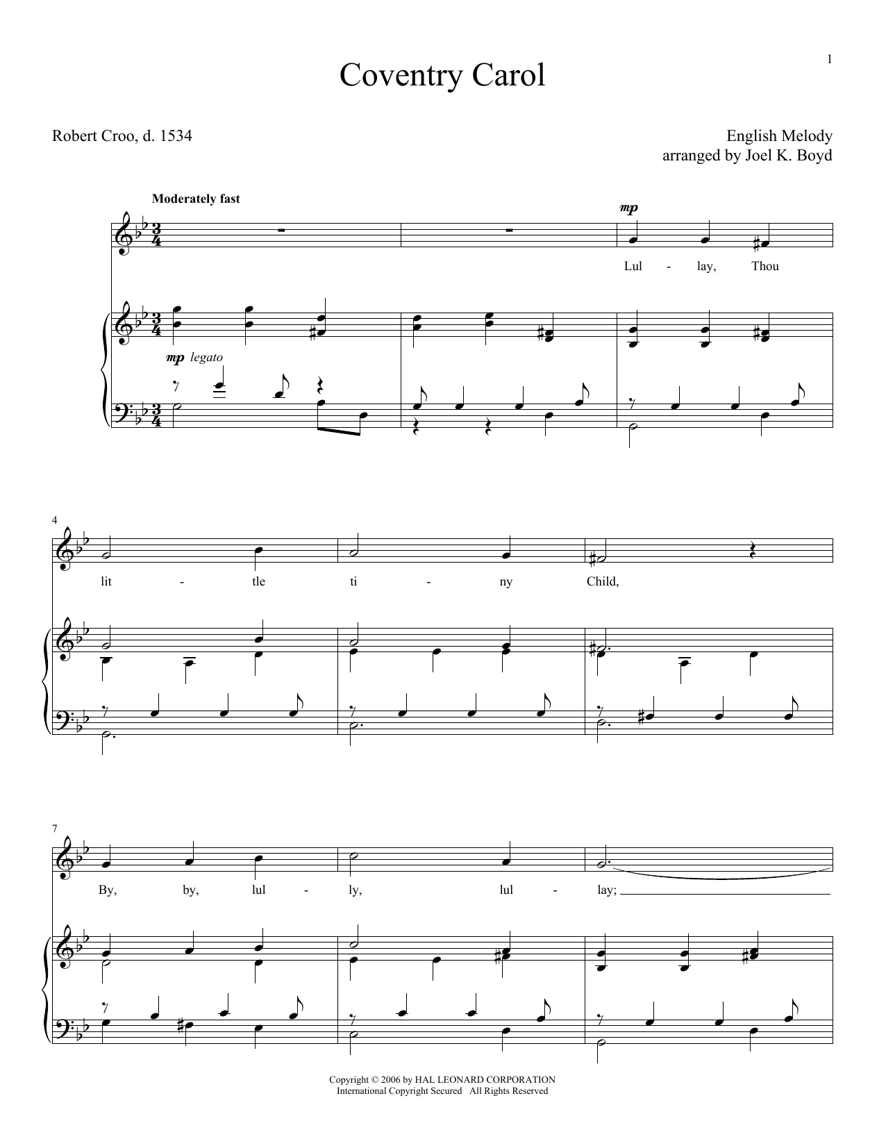 Traditional Carol Coventry Carol sheet music notes and chords. Download Printable PDF.