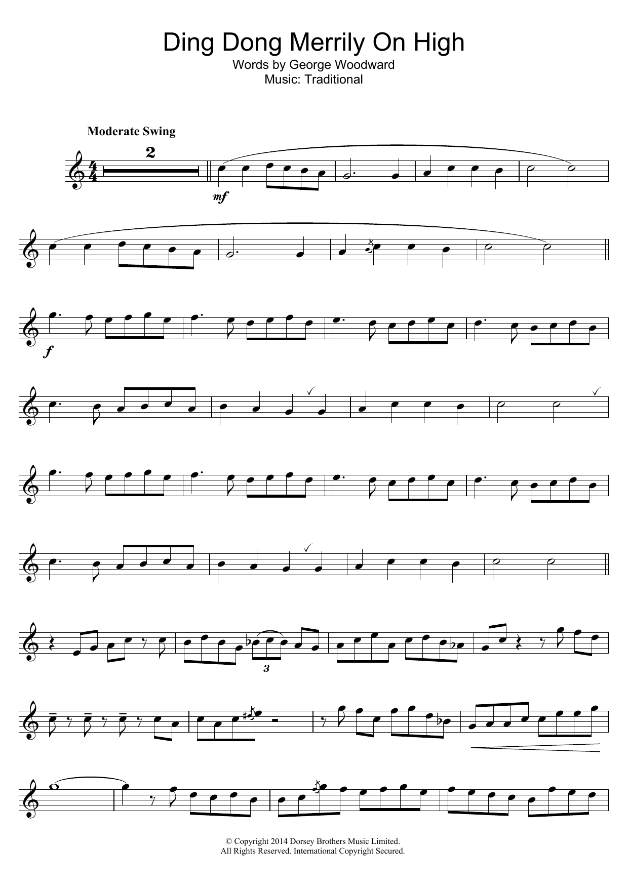 Christmas Carol Ding Dong! Merrily On High sheet music notes and chords. Download Printable PDF.
