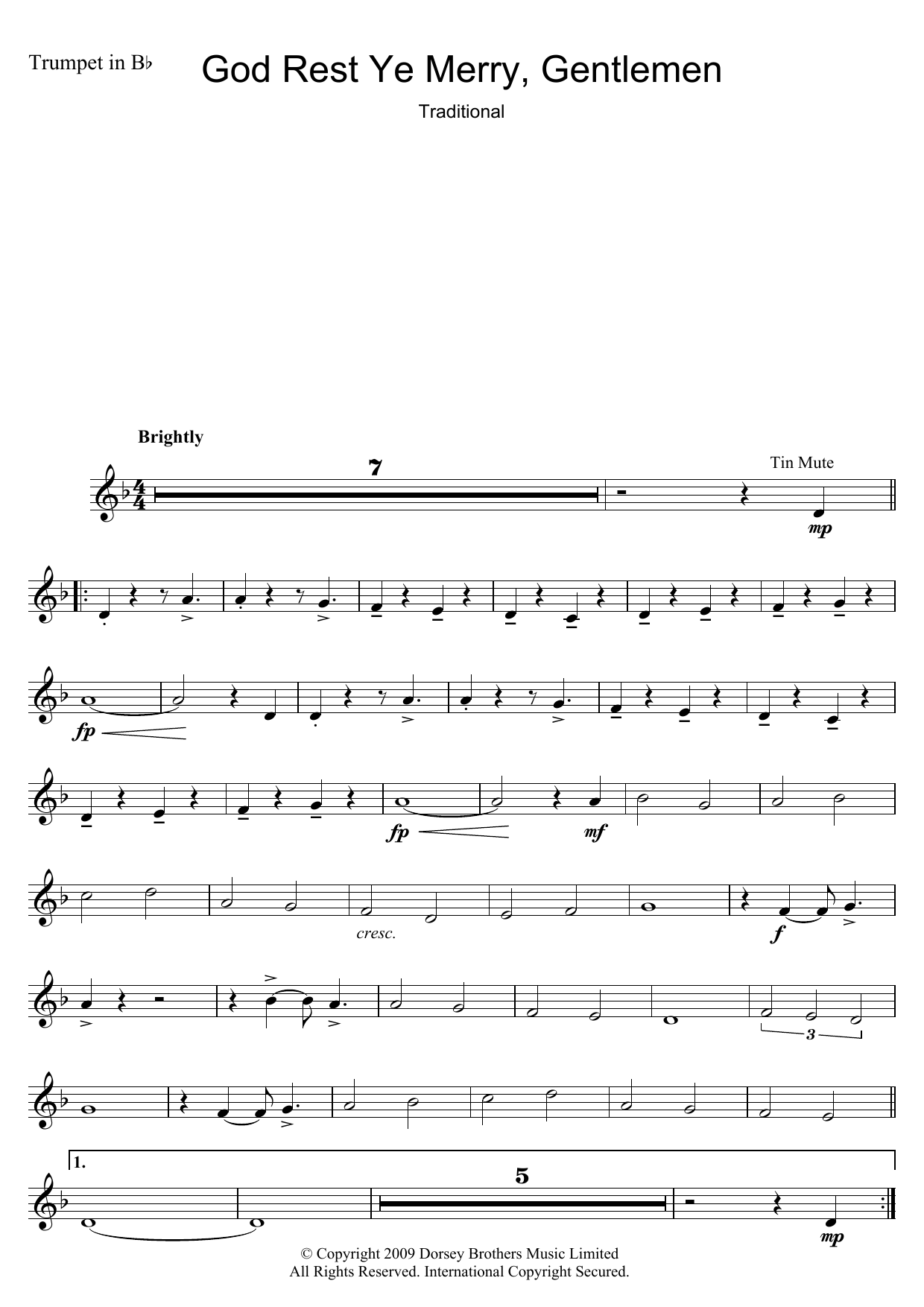 Christmas Carol God Rest Ye Merry, Gentlemen sheet music notes and chords. Download Printable PDF.