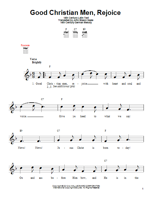 Learn to play Traditional Carol Good Christian Men, Rejoice sheet music for Piano Solo in minutes. Traditional Carol Good Christian Men, Rejoice sheet music notes and chords