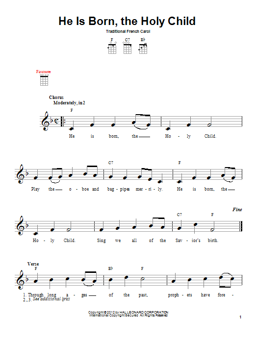 Learn to play Traditional Carol He Is Born sheet music for Ukulele in minutes. Traditional Carol He Is Born sheet music notes and chords