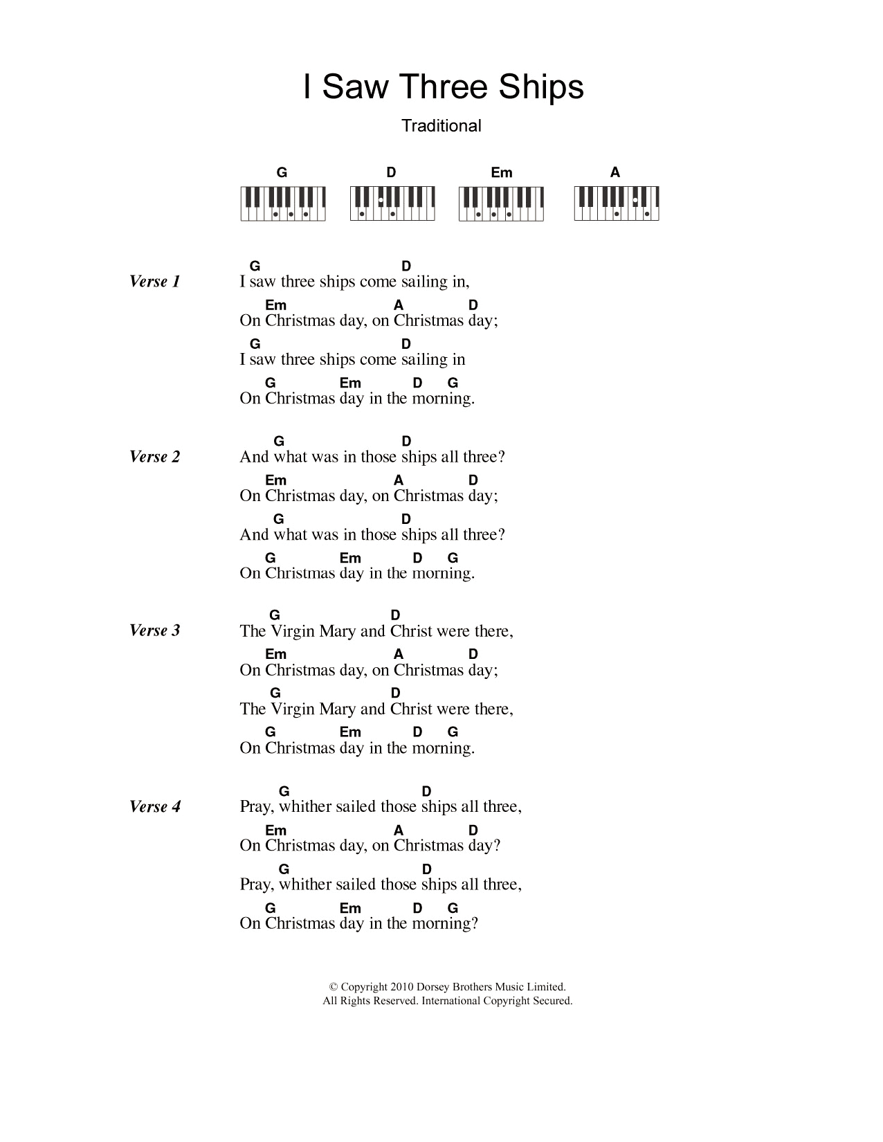 Christmas Carol I Saw Three Ships Sheet Music Pdf Notes Chords Christmas Score Piano Vocal Download Printable Sku
