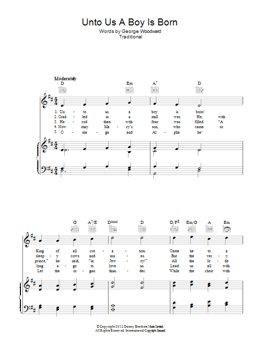 Learn to play Traditional Carol Unto Us A Boy Is Born sheet music for Lead Sheet / Fake Book in minutes. Price: 5.9900$ Traditional Carol Unto Us A Boy Is Born sheet music notes and chords arranged for Lead Sheet / Fake Book