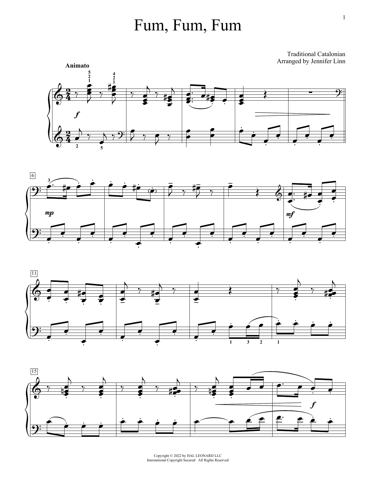 Learn to play Traditional Catalonian Fum, Fum, Fum (arr. Jennifer Linn) sheet music for Educational Piano in minutes. Price: 6.9900$ Traditional Catalonian Fum, Fum, Fum (arr. Jennifer Linn) sheet music notes and chords arranged for Educational Piano