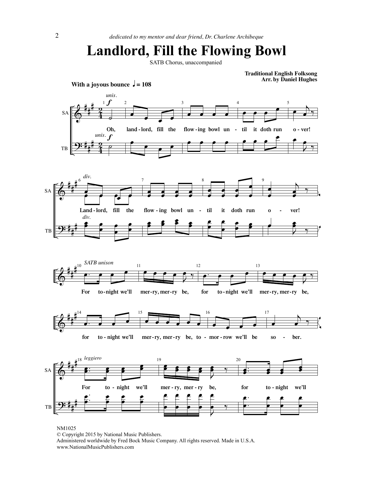 Learn to play Traditional English Folksong Landlord, Fill The Flowing Bowl (arr. Daniel Hughes) sheet music for SATB Choir in minutes. Price: 3.9900$ Traditional English Folksong Landlord, Fill The Flowing Bowl (arr. Daniel Hughes) sheet music notes and chords arranged for SATB Choir