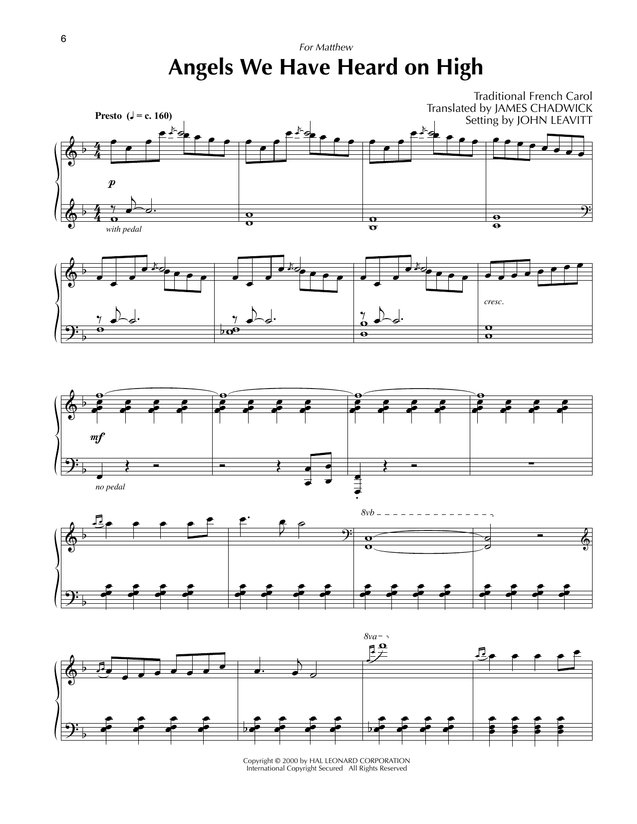 Learn to play Traditional French Carol Angels We Have Heard On High (arr. John Leavitt) sheet music for Piano Solo in minutes. Price: 7.8900$ Traditional French Carol Angels We Have Heard On High (arr. John Leavitt) sheet music notes and chords arranged for Piano Solo