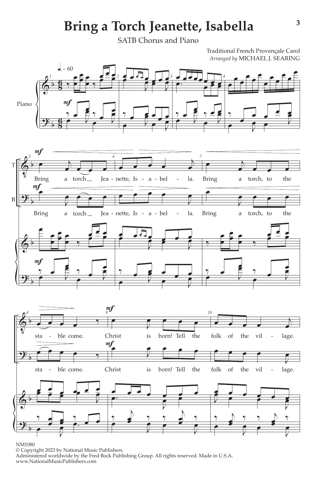 Learn to play Traditional French Carol Bring a Torch, Jeanette, Isabella (arr. Michael J. Searing) sheet music for SATB Choir in minutes. Price: 3.9900$ Traditional French Carol Bring a Torch, Jeanette, Isabella (arr. Michael J. Searing) sheet music notes and chords arranged for SATB Choir
