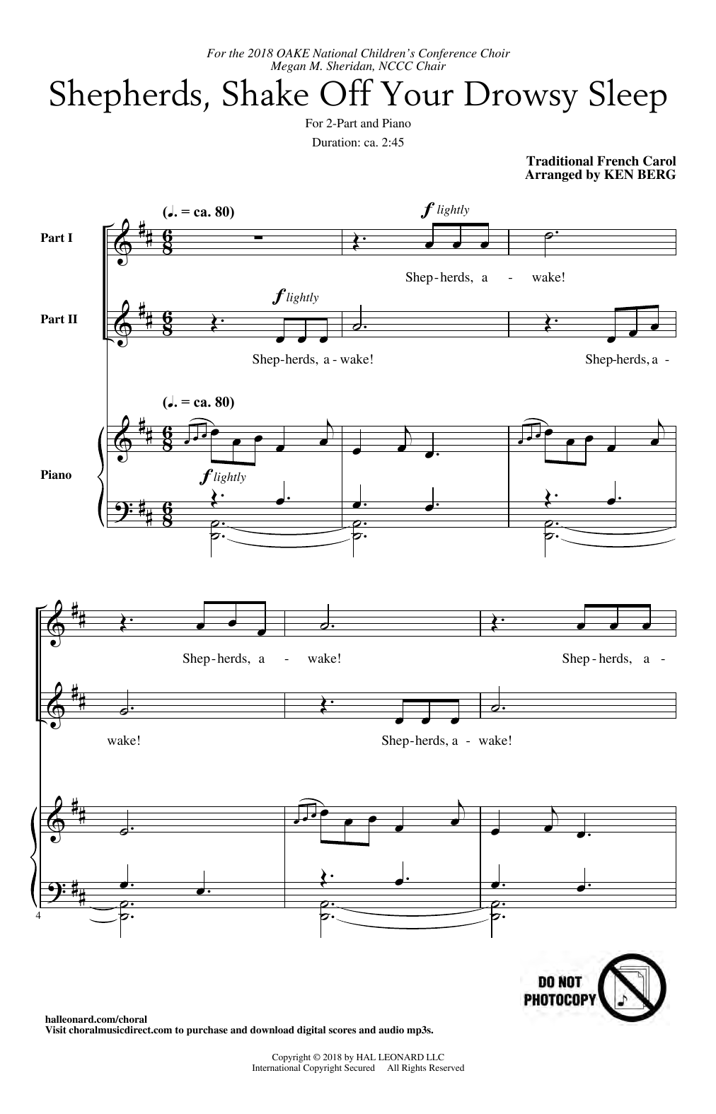 Learn to play Traditional French Carol Shepherds, Shake Off Your Drowsy Sleep (arr. Ken Berg) sheet music for 2-Part Choir in minutes. Price: 3.9900$ Traditional French Carol Shepherds, Shake Off Your Drowsy Sleep (arr. Ken Berg) sheet music notes and chords arranged for 2-Part Choir