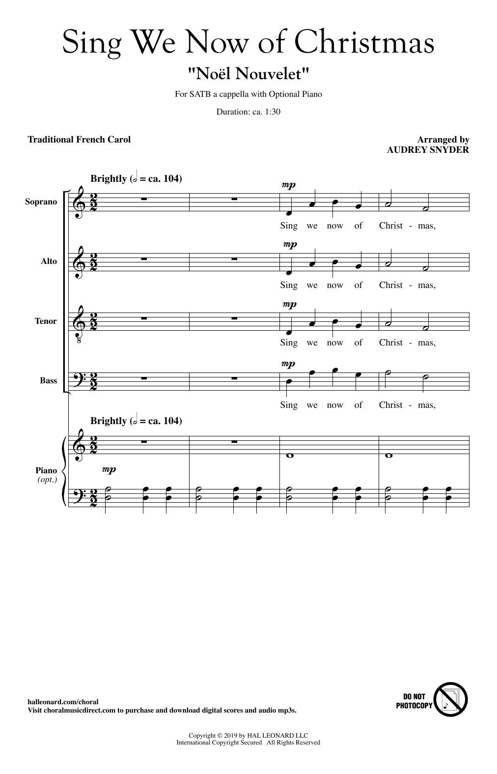Learn to play Traditional French Carol Sing We Now Of Christmas ( Traditional French Carol Sing We Now Of Christmas (