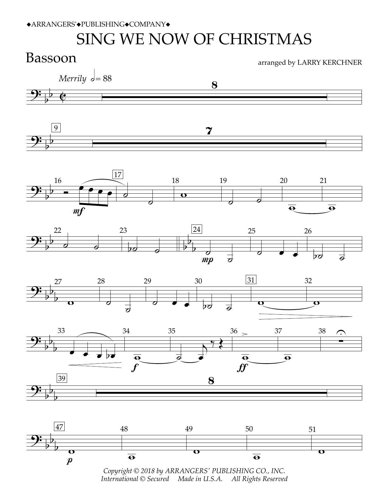 Learn to play Traditional French Carol Sing We Now of Christmas (arr. Larry Kerchner) - Bassoon sheet music for Concert Band in minutes. Price: 5.9900$ Traditional French Carol Sing We Now of Christmas (arr. Larry Kerchner) - Bassoon sheet music notes and chords arranged for Concert Band