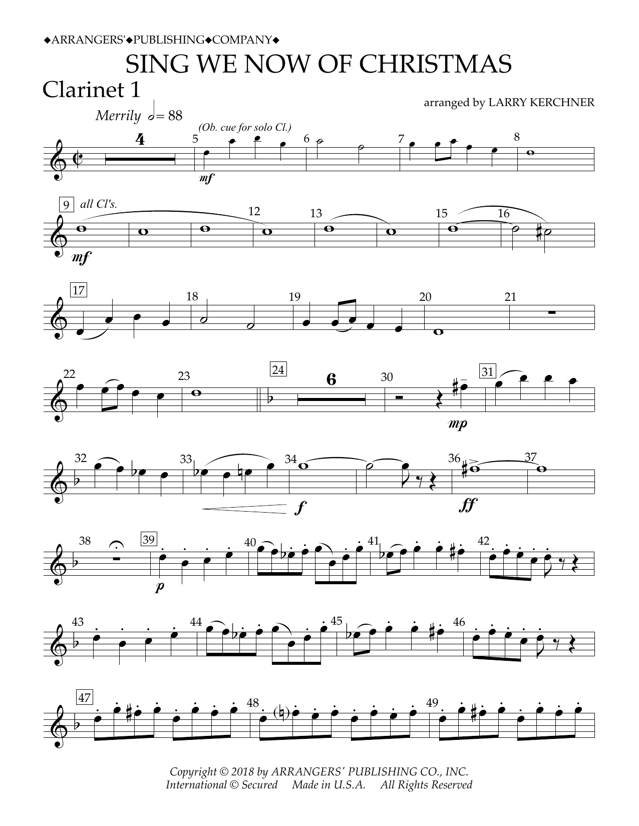 Learn to play Traditional French Carol Sing We Now of Christmas (arr. Larry Kerchner) - Bb Clarinet 1 sheet music for Concert Band in minutes. Price: 5.9900$ Traditional French Carol Sing We Now of Christmas (arr. Larry Kerchner) - Bb Clarinet 1 sheet music notes and chords arranged for Concert Band