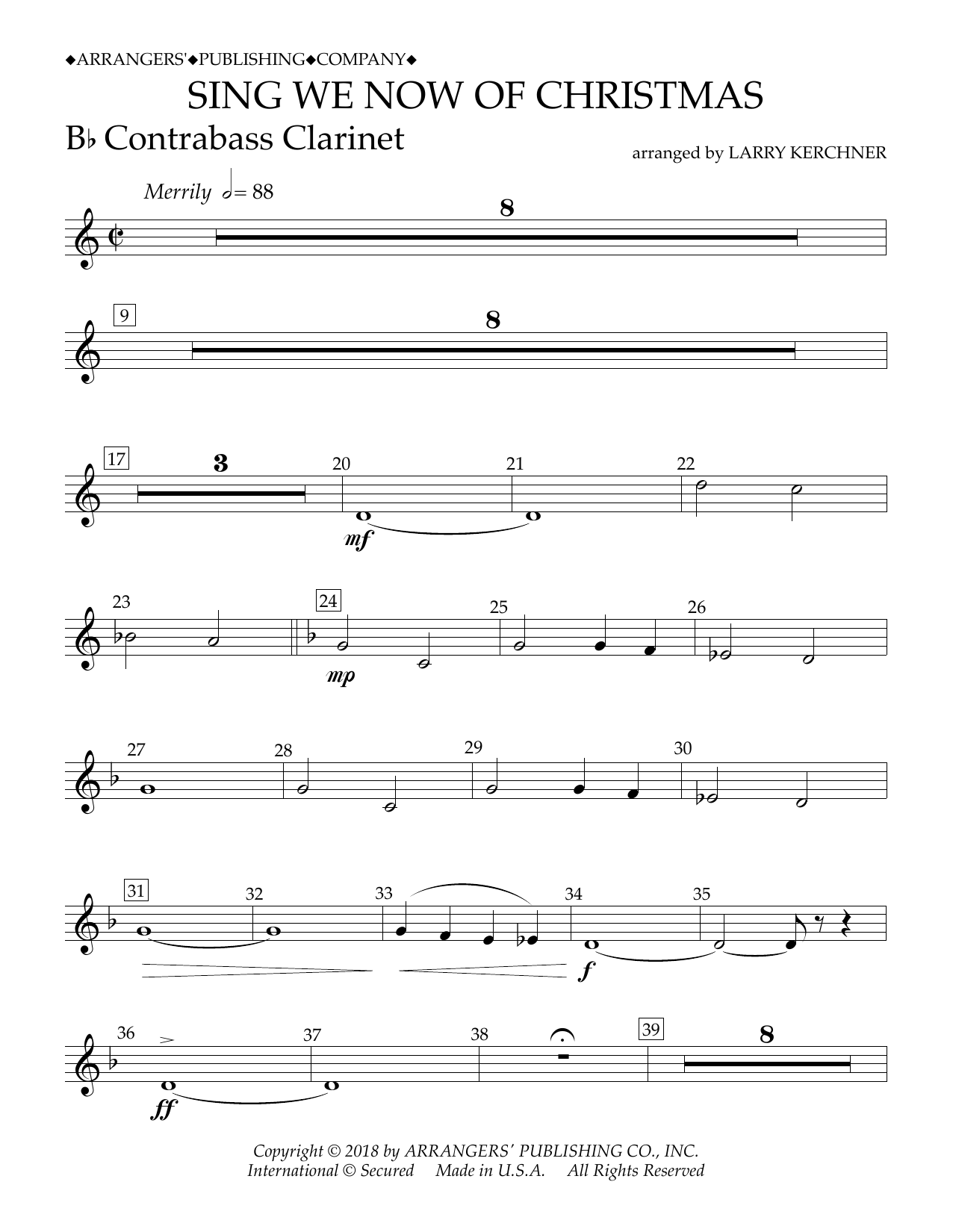 Learn to play Traditional French Carol Sing We Now of Christmas (arr. Larry Kerchner) - Bb Contrabass Clarinet sheet music for Concert Band in minutes. Price: 5.9900$ Traditional French Carol Sing We Now of Christmas (arr. Larry Kerchner) - Bb Contrabass Clarinet sheet music notes and chords arranged for Concert Band