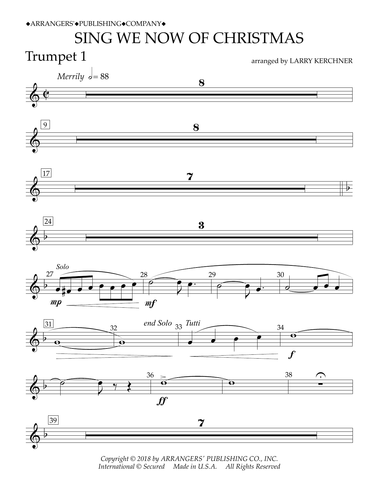 Learn to play Traditional French Carol Sing We Now of Christmas (arr. Larry Kerchner) - Bb Trumpet 1 sheet music for Concert Band in minutes. Price: 5.9900$ Traditional French Carol Sing We Now of Christmas (arr. Larry Kerchner) - Bb Trumpet 1 sheet music notes and chords arranged for Concert Band