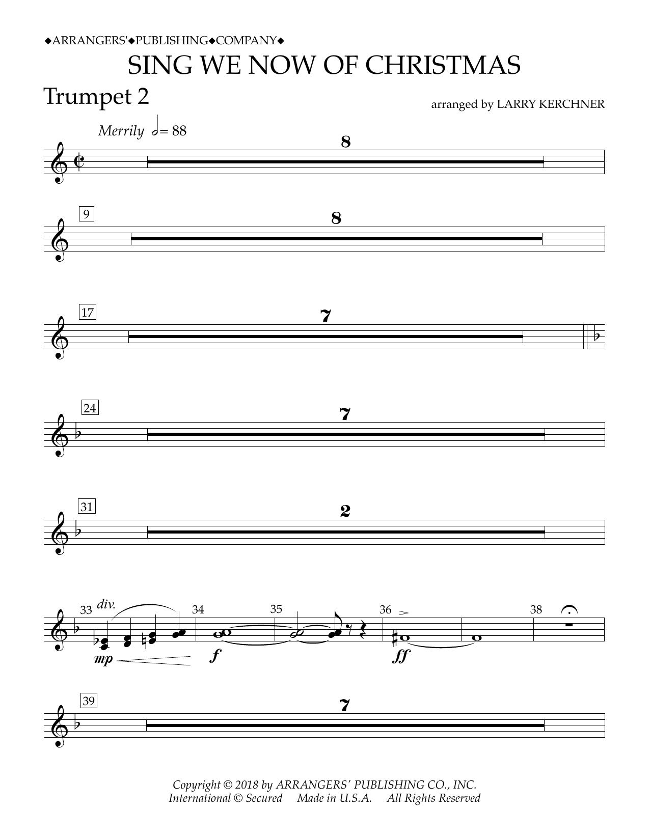 Learn to play Traditional French Carol Sing We Now of Christmas (arr. Larry Kerchner) - Bb Trumpet 2 sheet music for Concert Band in minutes. Price: 5.9900$ Traditional French Carol Sing We Now of Christmas (arr. Larry Kerchner) - Bb Trumpet 2 sheet music notes and chords arranged for Concert Band
