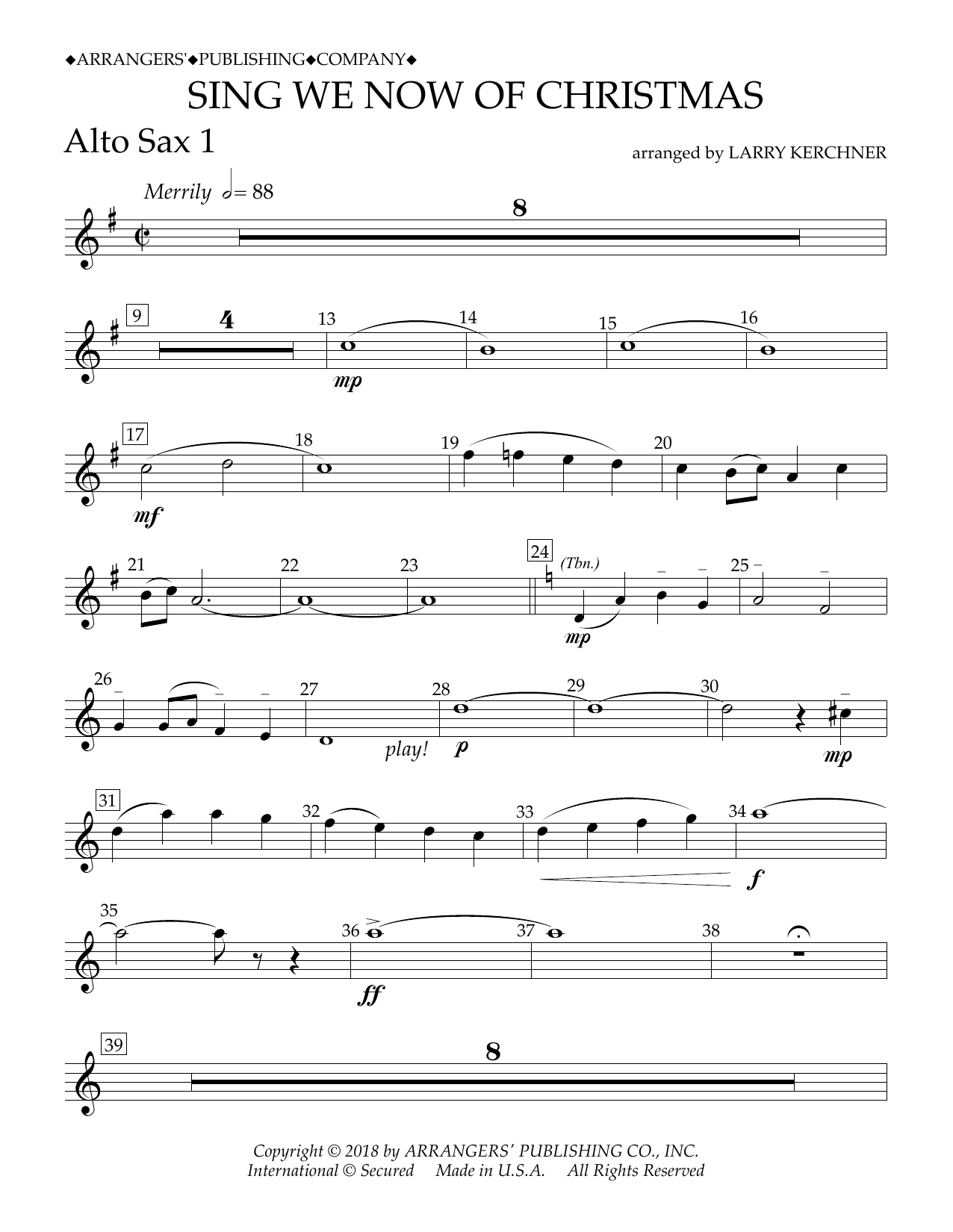 Learn to play Traditional French Carol Sing We Now of Christmas (arr. Larry Kerchner) - Eb Alto Saxophone 1 sheet music for Concert Band in minutes. Price: 5.9900$ Traditional French Carol Sing We Now of Christmas (arr. Larry Kerchner) - Eb Alto Saxophone 1 sheet music notes and chords arranged for Concert Band