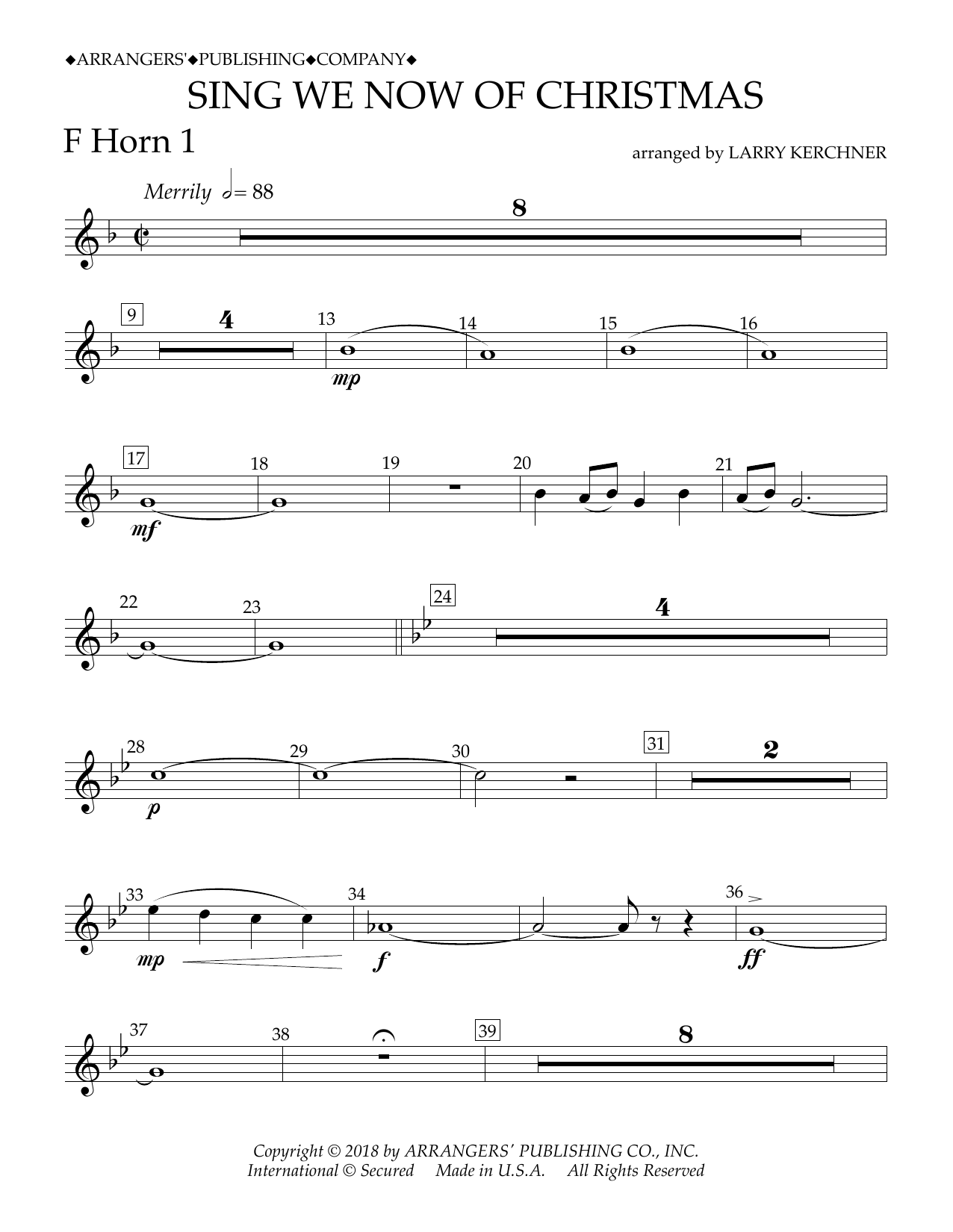 Learn to play Traditional French Carol Sing We Now of Christmas (arr. Larry Kerchner) - F Horn 1 sheet music for Concert Band in minutes. Price: 5.9900$ Traditional French Carol Sing We Now of Christmas (arr. Larry Kerchner) - F Horn 1 sheet music notes and chords arranged for Concert Band