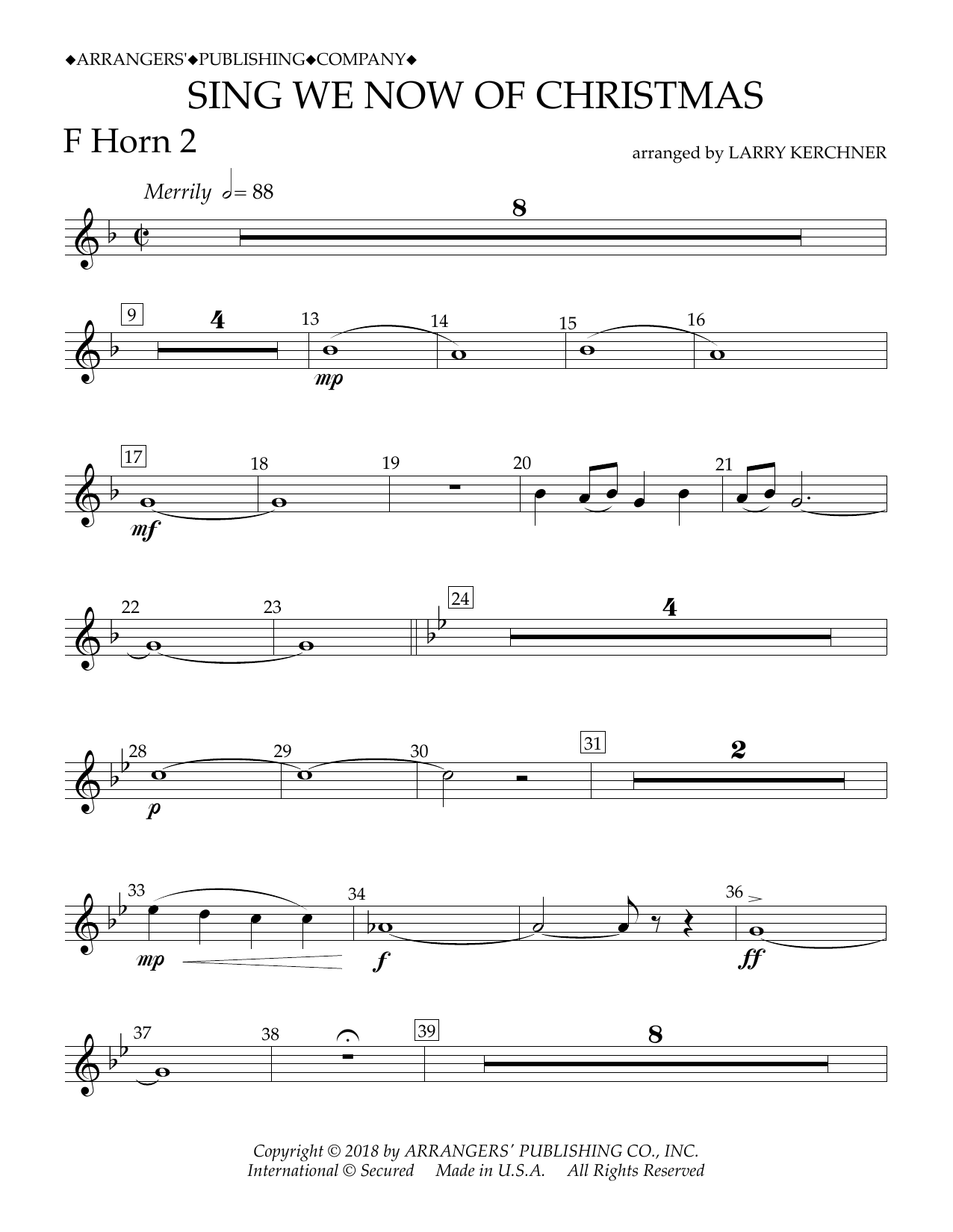 Learn to play Traditional French Carol Sing We Now of Christmas (arr. Larry Kerchner) - F Horn 2 sheet music for Concert Band in minutes. Price: 5.9900$ Traditional French Carol Sing We Now of Christmas (arr. Larry Kerchner) - F Horn 2 sheet music notes and chords arranged for Concert Band