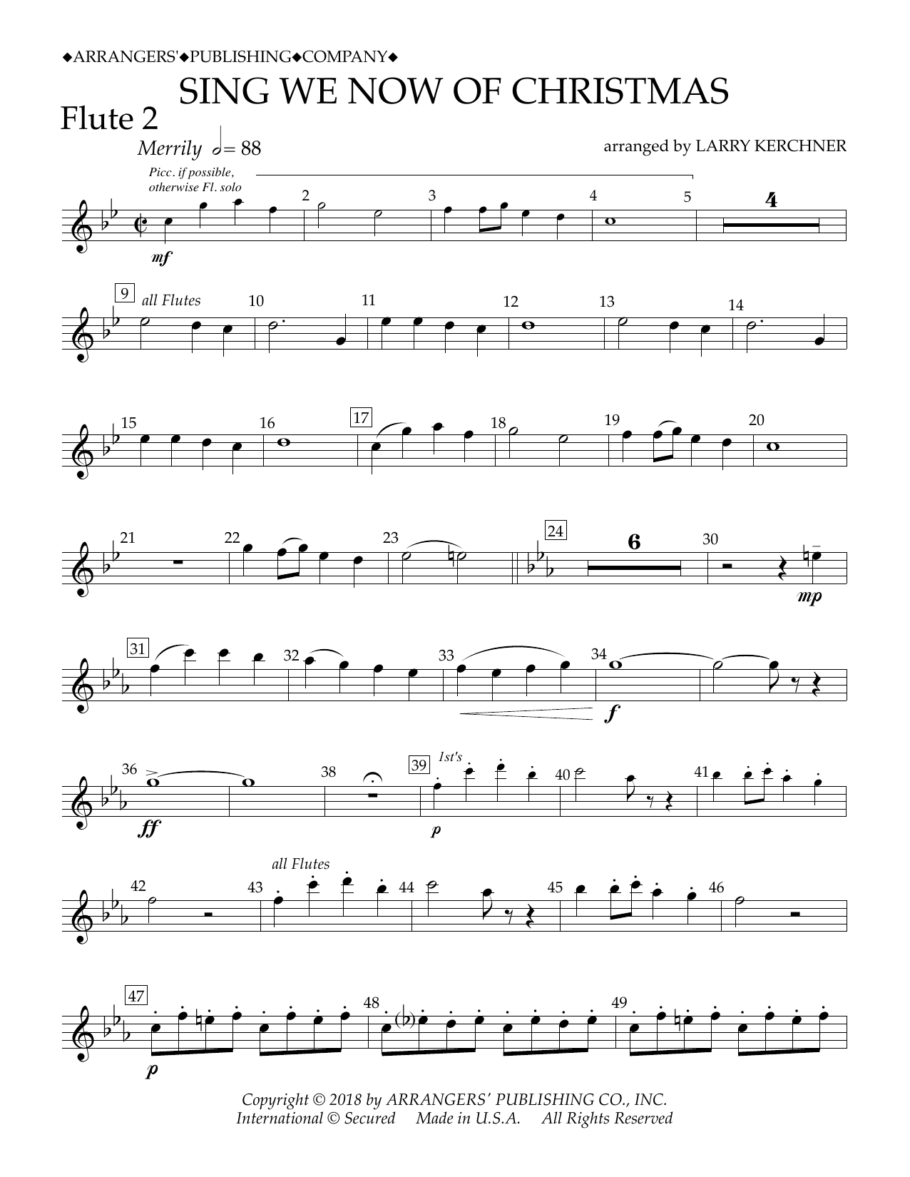 Learn to play Traditional French Carol Sing We Now of Christmas (arr. Larry Kerchner) - Flute 2 sheet music for Concert Band in minutes. Price: 5.9900$ Traditional French Carol Sing We Now of Christmas (arr. Larry Kerchner) - Flute 2 sheet music notes and chords arranged for Concert Band
