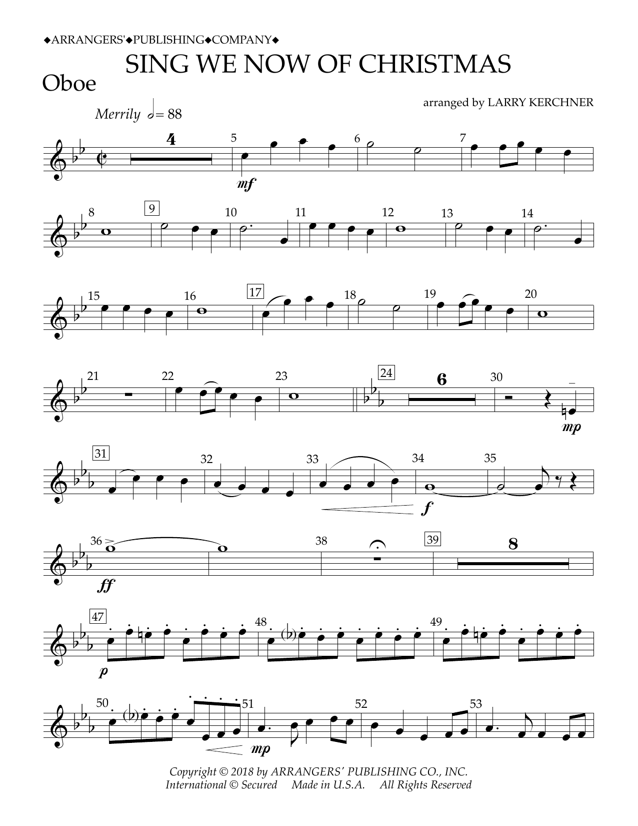 Learn to play Traditional French Carol Sing We Now of Christmas (arr. Larry Kerchner) - Oboe sheet music for Concert Band in minutes. Price: 5.9900$ Traditional French Carol Sing We Now of Christmas (arr. Larry Kerchner) - Oboe sheet music notes and chords arranged for Concert Band