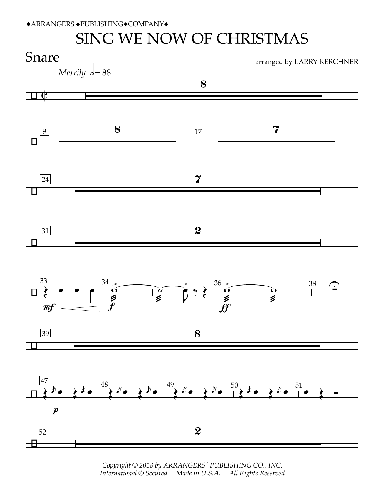 Learn to play Traditional French Carol Sing We Now of Christmas (arr. Larry Kerchner) - Snare sheet music for Concert Band in minutes. Price: 5.9900$ Traditional French Carol Sing We Now of Christmas (arr. Larry Kerchner) - Snare sheet music notes and chords arranged for Concert Band