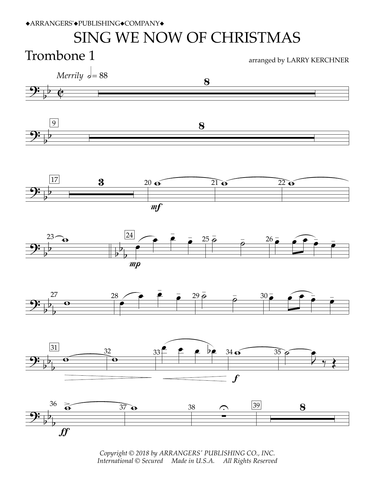 Learn to play Traditional French Carol Sing We Now of Christmas (arr. Larry Kerchner) - Trombone 1 sheet music for Concert Band in minutes. Price: 5.9900$ Traditional French Carol Sing We Now of Christmas (arr. Larry Kerchner) - Trombone 1 sheet music notes and chords arranged for Concert Band