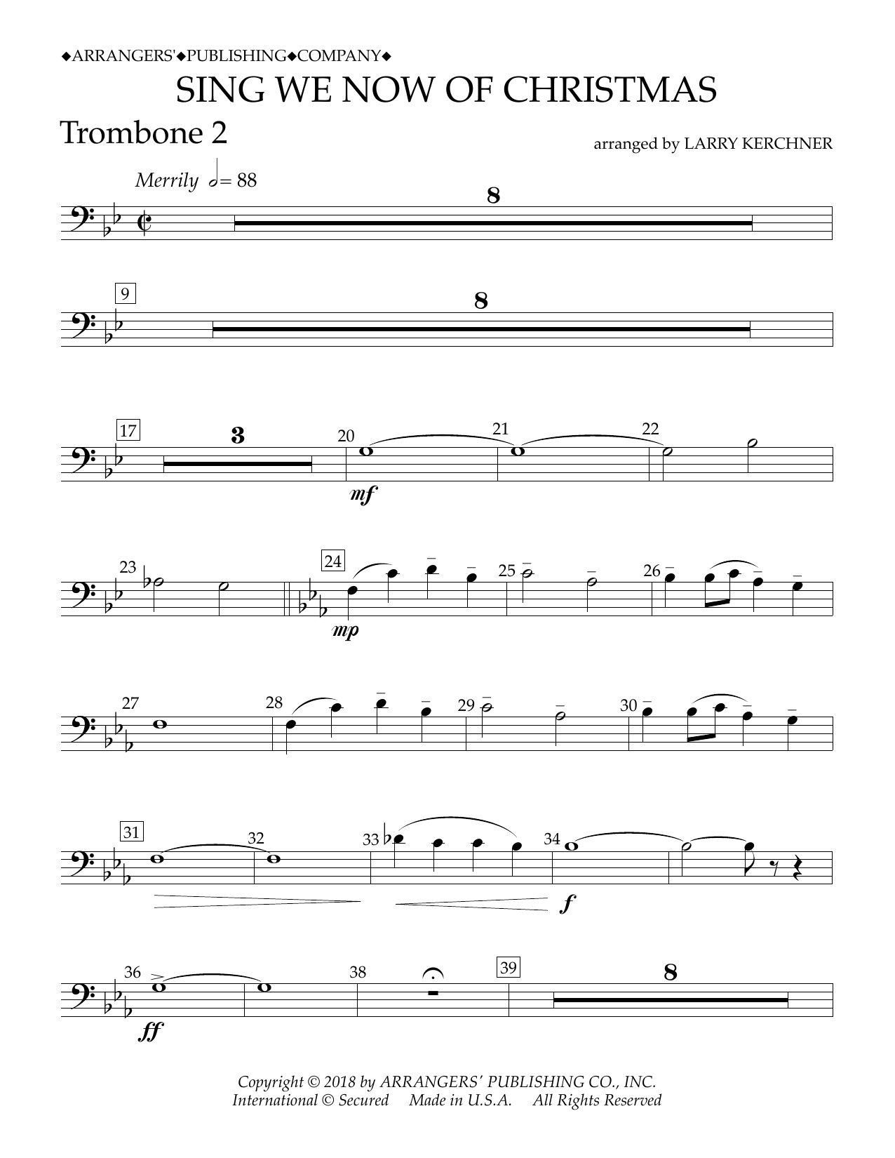 Learn to play Traditional French Carol Sing We Now of Christmas (arr. Larry Kerchner) - Trombone 2 sheet music for Concert Band in minutes. Price: 5.9900$ Traditional French Carol Sing We Now of Christmas (arr. Larry Kerchner) - Trombone 2 sheet music notes and chords arranged for Concert Band
